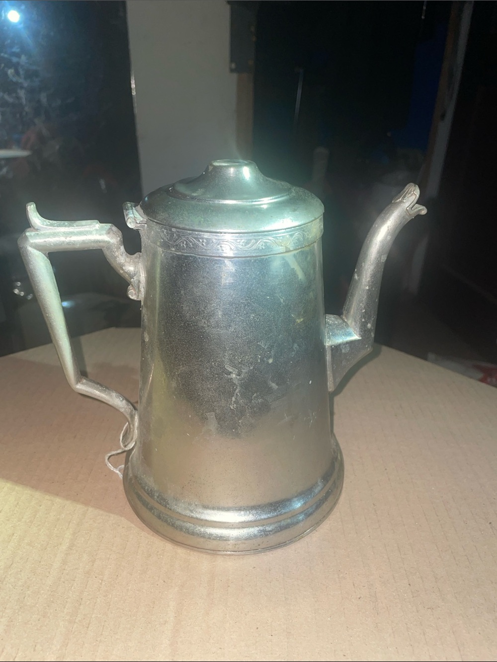 Vintage Silver-Tone Metal Coffee Pot - Classic Home Kitchen Accent